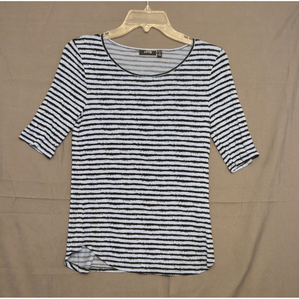 Apt. 9 Striped Round‎ Neck Blouse Women's Size Petite Medium Blue Striped